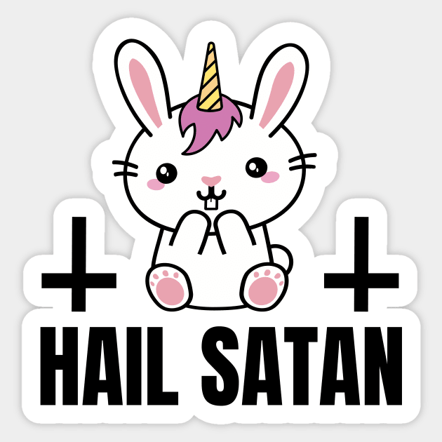Devilish bunny Black Metal Sticker by Foxxy Merch